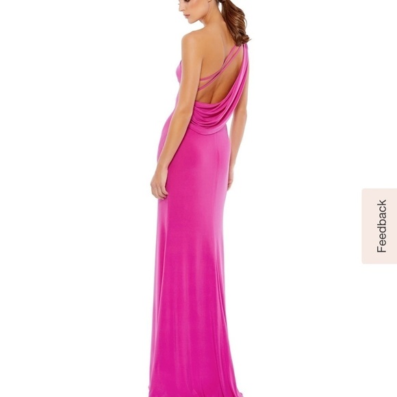 Ieena For Mac Duggal DRAPED BACK STRETCH JERSEY GOWN One Shoulder Dress - Picture 3 of 6